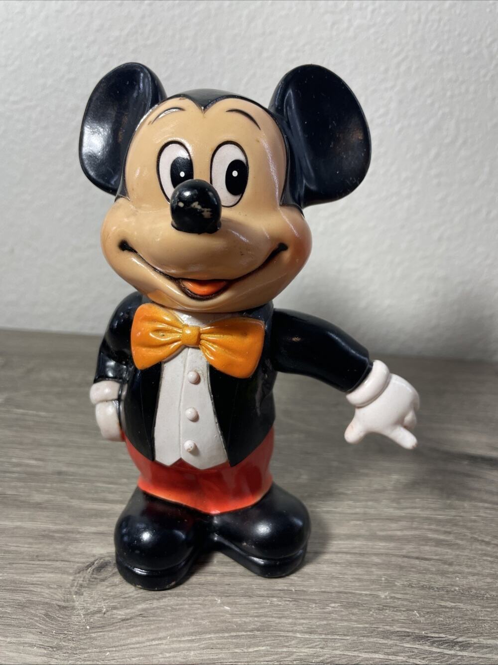 Vintage Disney Mickey Mouse Tuxedo Plastic Coin Bank UPD 6.5"